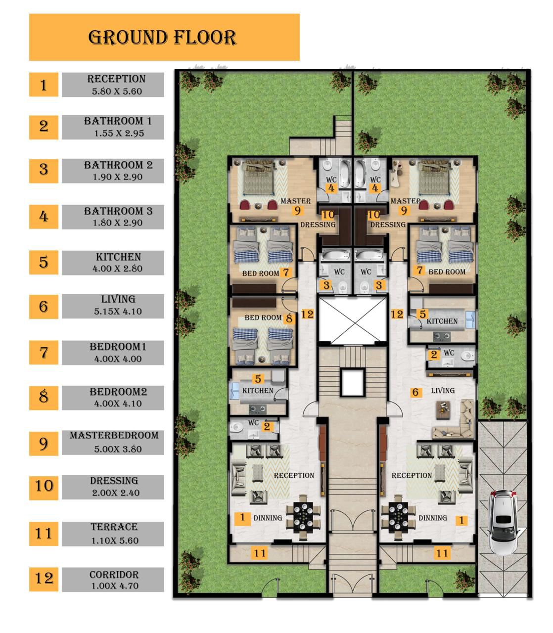 شقة ارضى بحديقة للبيع بارقى احياء بيت الوطن التجمع الخامس